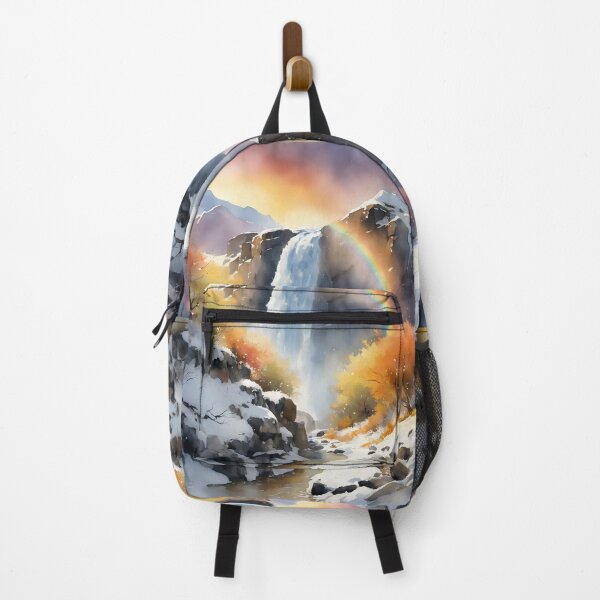 Item preview, Snow mountain with rainbow on waterfall, climber's poetry and dream, watercolor designed and sold by boyangyang.