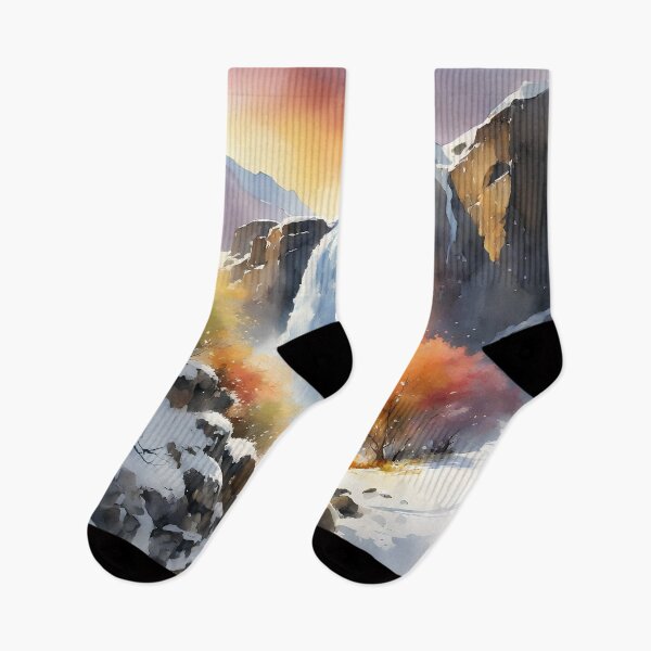 Item preview, Snow mountain with rainbow on waterfall, climber's poetry and dream, watercolor designed and sold by boyangyang.