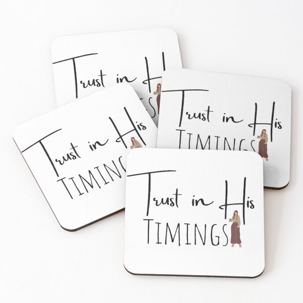 Item preview, Trust in his timings with girl holding coffee text design  designed and sold by Crazy-art-land.