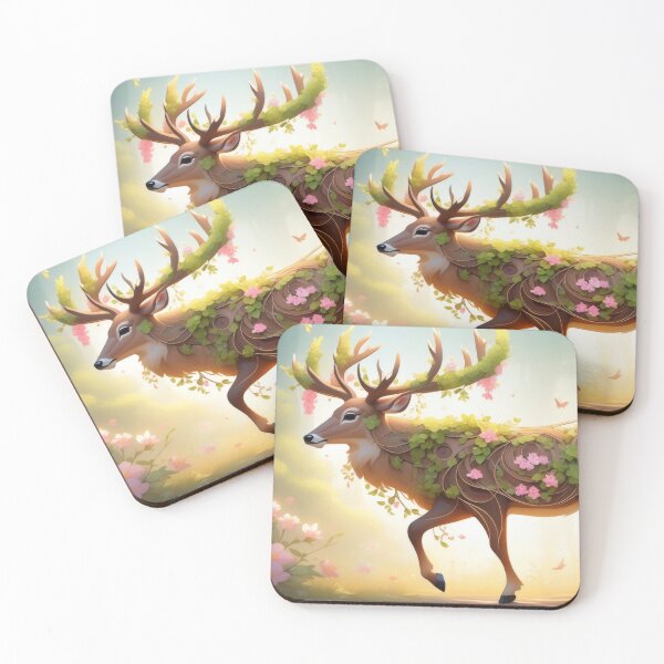 Item preview, Deer Forest Spirit Growing Vines and Pretty Flowers! designed and sold by ZipperDragon88.