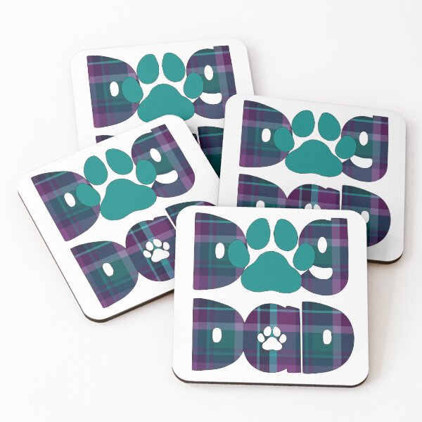 Item preview, Dog Dad Purple Blue Turquoise Teal  Plaid designed and sold by HeidiMyersArt.