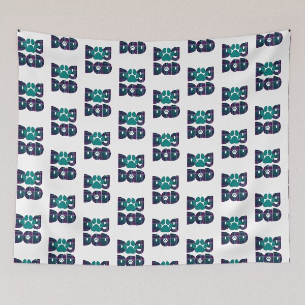 Item preview, Dog Dad Purple Blue Turquoise Teal  Plaid designed and sold by HeidiMyersArt.