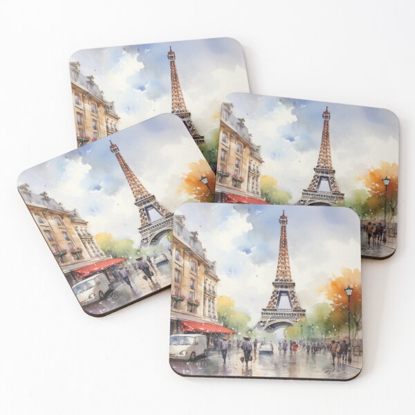 Item preview, Parisian Twilight - Eiffel Tower Amidst Vintage Watercolor Shades designed and sold by Silver Medal.