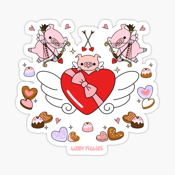Giddy Piggies Valentine Chocolate Truffles Sticker
