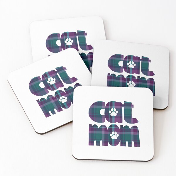 Item preview, Cat Mom Purple Teal Blue Plaid designed and sold by HeidiMyersArt.
