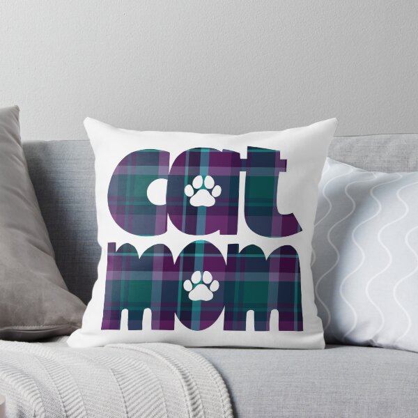 Item preview, Cat Mom Purple Teal Blue Plaid designed and sold by HeidiMyersArt.