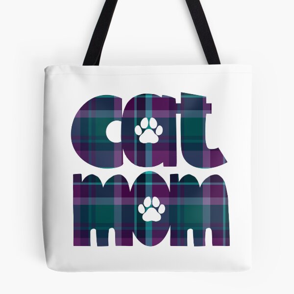 Item preview, Cat Mom Purple Teal Blue Plaid designed and sold by HeidiMyersArt.