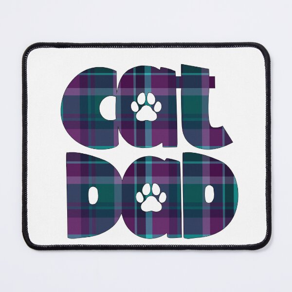 Item preview, Cat Dad Purple Blue Turquoise Teal  Plaid designed and sold by HeidiMyersArt.