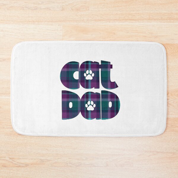 Item preview, Cat Dad Purple Blue Turquoise Teal  Plaid designed and sold by HeidiMyersArt.