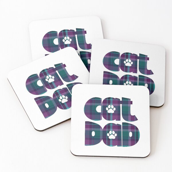 Item preview, Cat Dad Purple Blue Turquoise Teal  Plaid designed and sold by HeidiMyersArt.