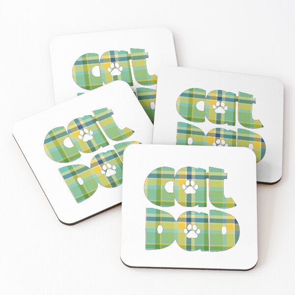 Item preview, Cat Dad Yellow Blue Green  Plaid designed and sold by HeidiMyersArt.