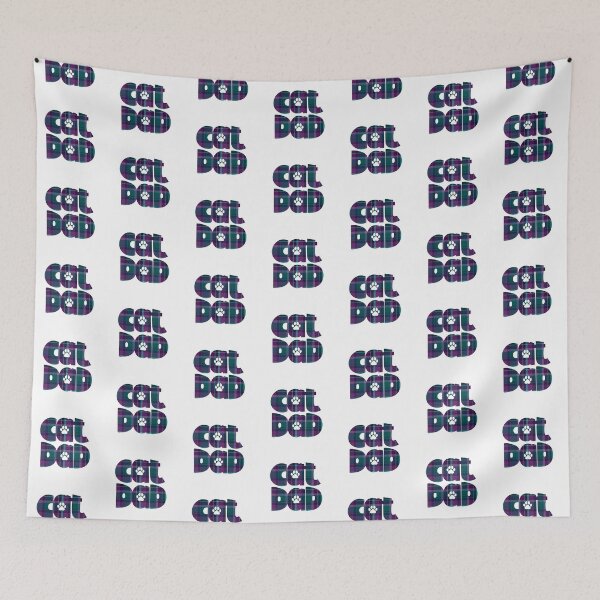 Item preview, Cat Dad Purple Blue Turquoise Teal  Plaid designed and sold by HeidiMyersArt.