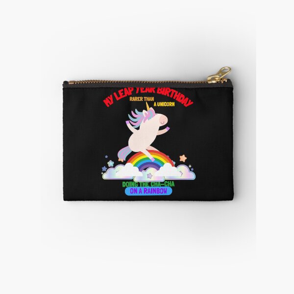 Item preview, Cute My Leap Year Birthday design - Rarer Than a Unicorn Doing the Cha-Cha on a Rainbow designed and sold by NeaftyFinds.