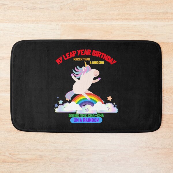Item preview, Cute My Leap Year Birthday design - Rarer Than a Unicorn Doing the Cha-Cha on a Rainbow designed and sold by NeaftyFinds.