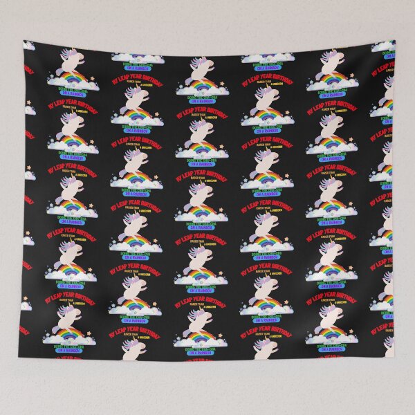 Item preview, Cute My Leap Year Birthday design - Rarer Than a Unicorn Doing the Cha-Cha on a Rainbow designed and sold by NeaftyFinds.