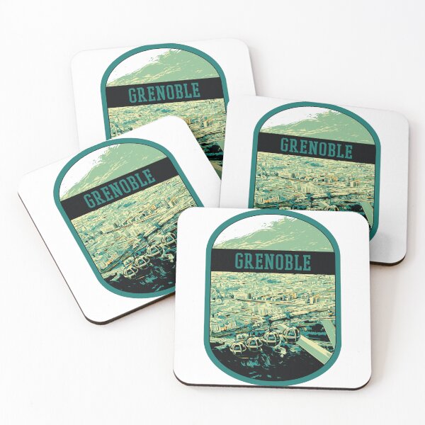 Item preview, Grenoble Cityscape with Cable Car Illustration - French Alpine Panorama designed and sold by Lemomo-artworks.