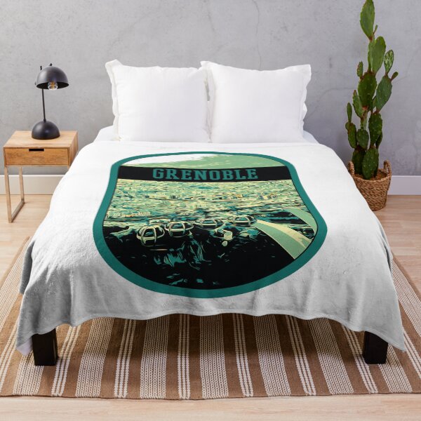 Item preview, Grenoble Cityscape with Cable Car Illustration - French Alpine Panorama designed and sold by Lemomo-artworks.