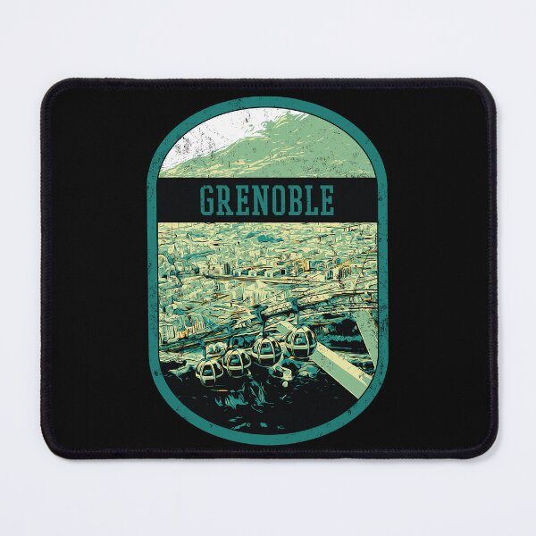 Item preview, Grenoble Cityscape with Cable Car Illustration - French Alpine Panorama designed and sold by Lemomo-artworks.