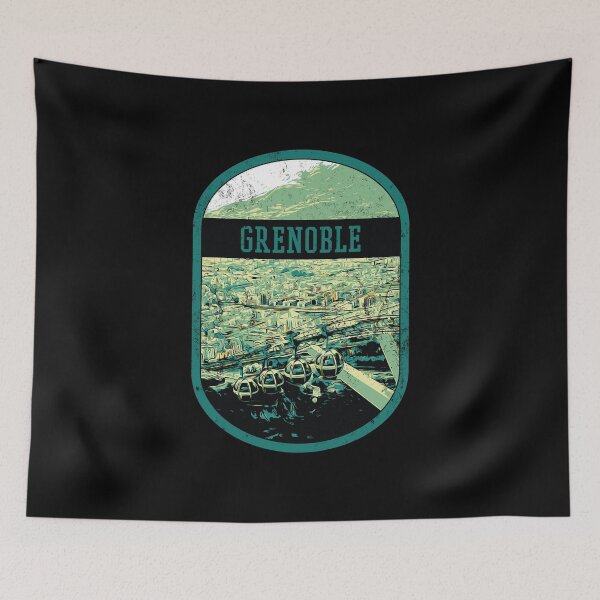 Item preview, Grenoble Cityscape with Cable Car Illustration - French Alpine Panorama designed and sold by Lemomo-artworks.