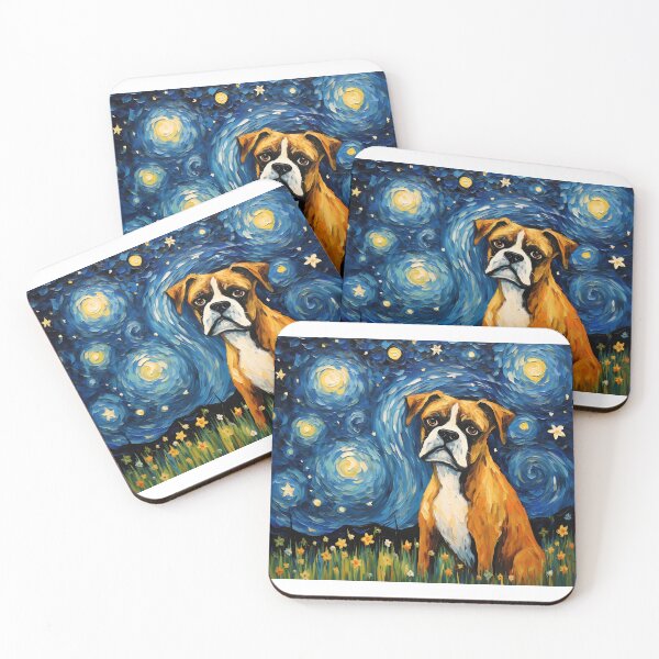 Item preview, Starry Night Companion - Vintage Dog amidst Van Gogh's Vision designed and sold by Silver Medal.