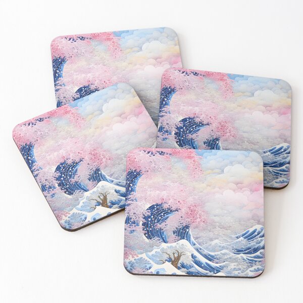 Item preview, Subtle Trans Pride Great Waves And Cherry Blossoms designed and sold by ArtliciousHUMAN.