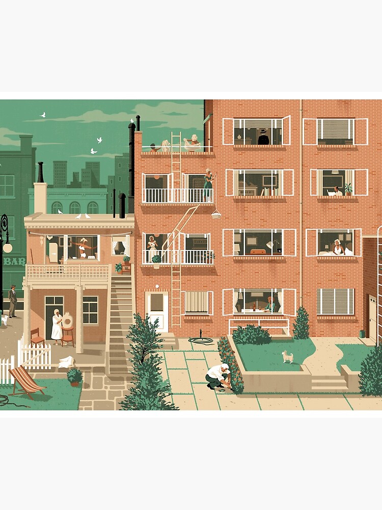 Travel Posters - Hitchcock's Rear Window - Greenwitch Village New York by ruiricardo