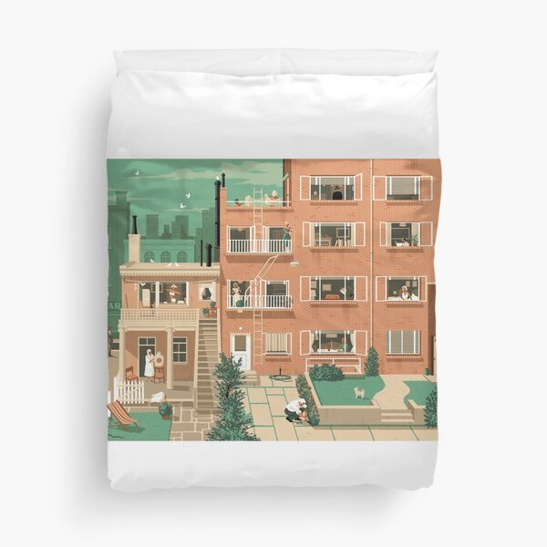 Travel Posters - Hitchcock's Rear Window - Greenwitch Village New York Duvet Cover