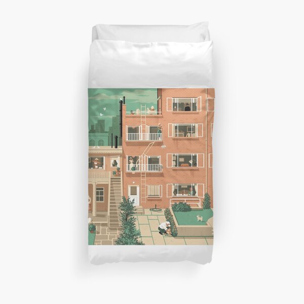 Carteles de viaje - Ventana trasera de Hitchcock - Greenwitch Village Nueva York Funda nórdica