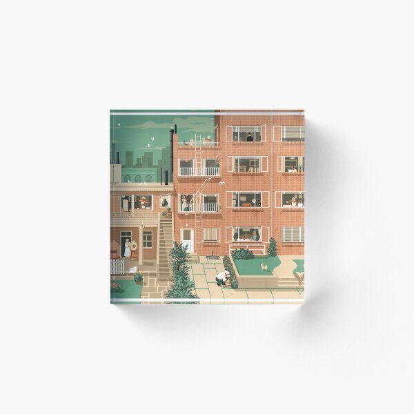 Travel Posters - Hitchcock's Rear Window - Greenwitch Village New York Acrylic Block