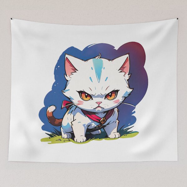 Item preview, Cat Assassin, White, Chibi, Manga, Anime, Cat Lovers Funny designed and sold by Porcupine Tees ⭐⭐⭐⭐⭐.