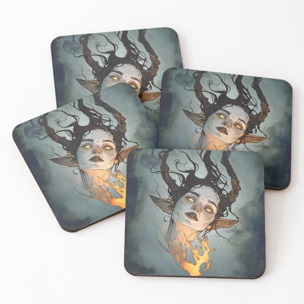 Item preview, Flames of a devil elf VII. Concept VI - Watercolour Artwork. Art print and poster. Artwork Gothic home decor gift. designed and sold by alexkempart.