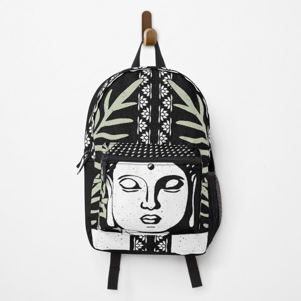 Item preview, Buddha Head Statue with Palm Fronds - Coal, Snow, Tea designed and sold by Irene Estelle.