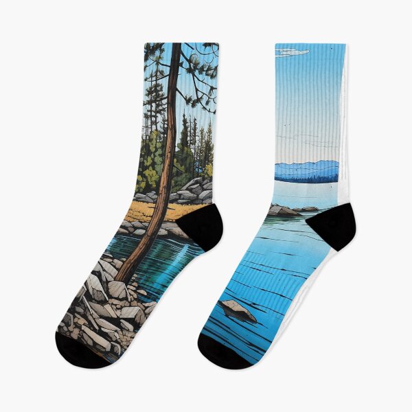 Item preview, Tahoe lake colorful travel vintage graphics designed and sold by wonderfulpark.