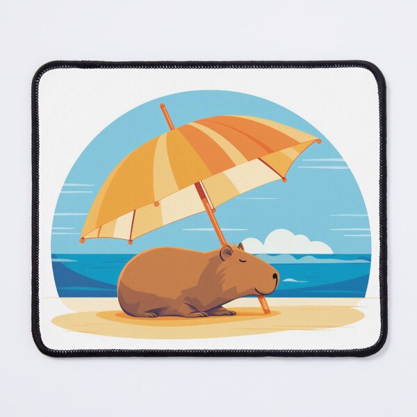 Item preview, A peaceful capybara sleeping on the beach designed and sold by KapybaraX.