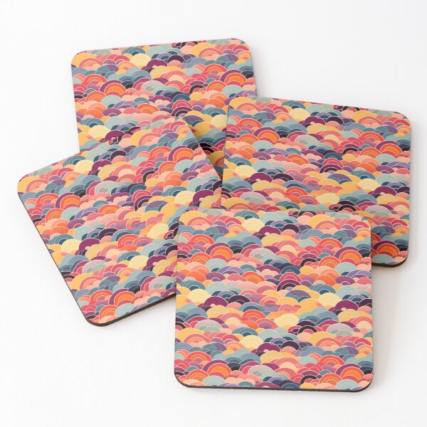 Item preview, Japanese textile pattern - warm palette seamless seigaiha pattern designed and sold by Onigokko.