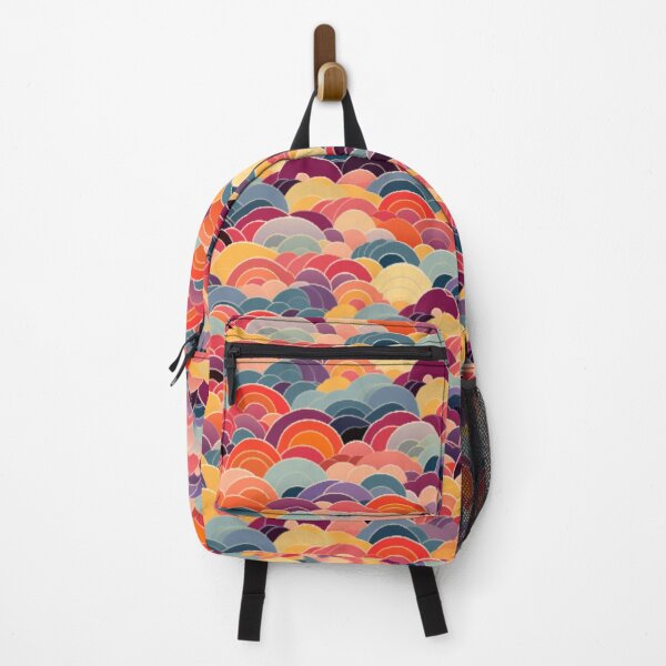 Item preview, Japanese textile pattern - warm palette seamless seigaiha pattern designed and sold by Onigokko.