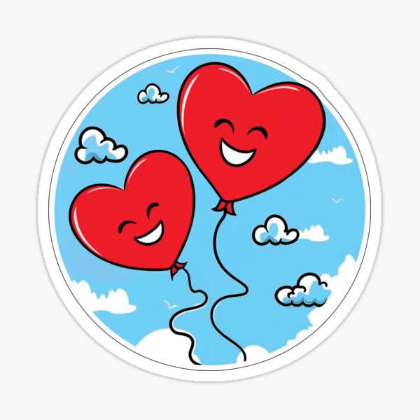 Item preview, Smiling red heart balloons designed and sold by HarridanCreates.