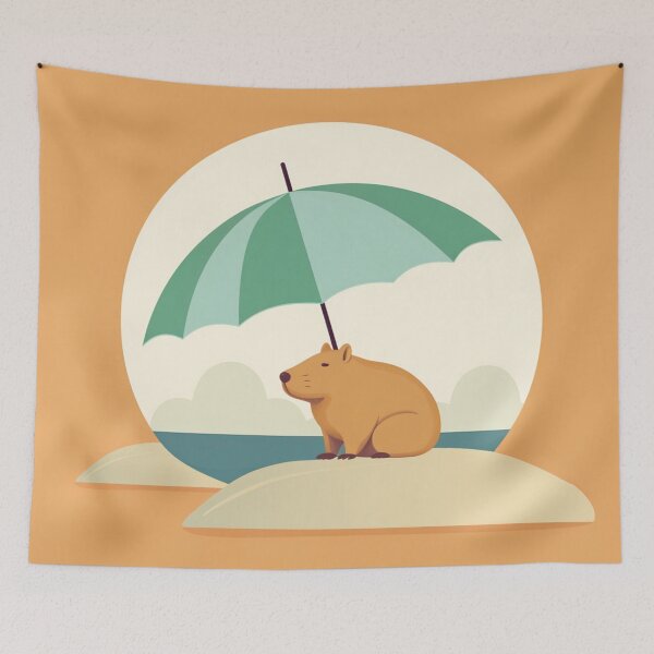 Item preview, A doubtful capybara sleeping on the beach during summer vacation designed and sold by KapybaraX.