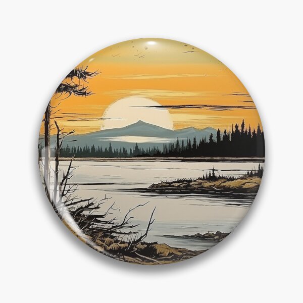 Item preview, Yellowstone lake colorful travel vintage graphics designed and sold by wonderfulpark.