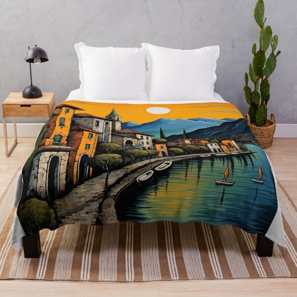 Item preview, Garda lake colorful travel vintage graphics designed and sold by wonderfulpark.