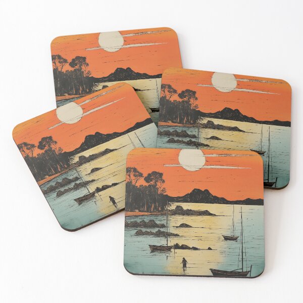 Item preview, Malawi lake colorful travel vintage graphics designed and sold by wonderfulpark.