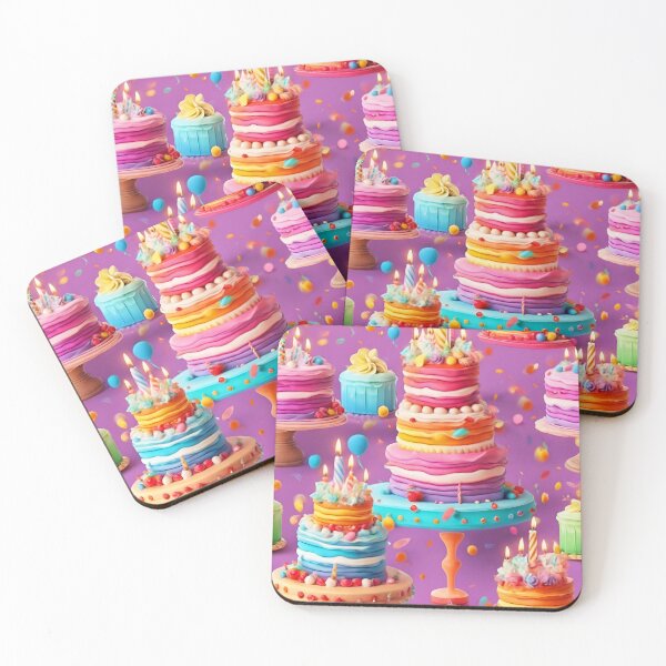 Item preview, Marvelous Colorful Birthday Cake Pattern  designed and sold by DigiDreamyArt.