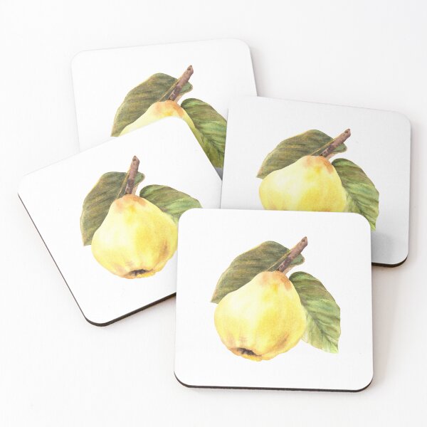 Item preview, Watercolor hand drawn yellow quince fruits with leaves. Сlipart sticker designed and sold by BartolArt.