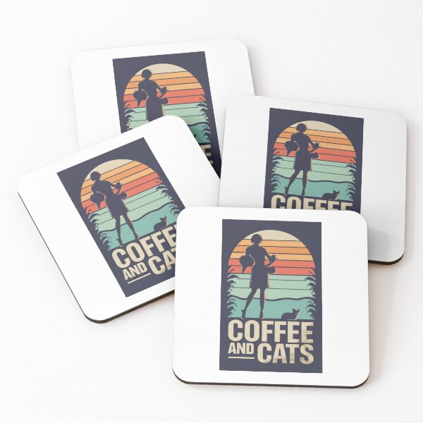 Item preview, vintage retro coffee and cats v46 designed and sold by FenwickDesign99.