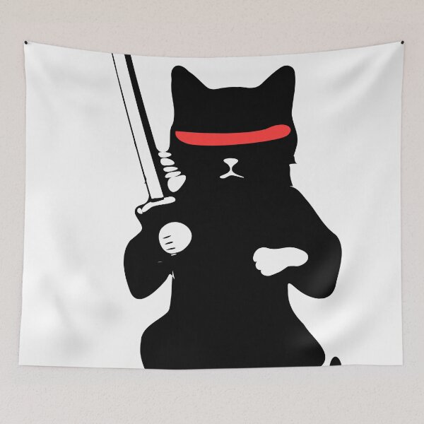 Item preview, Ninja Cat, Cat with Sword, Black Cat designed and sold by cutenesss.