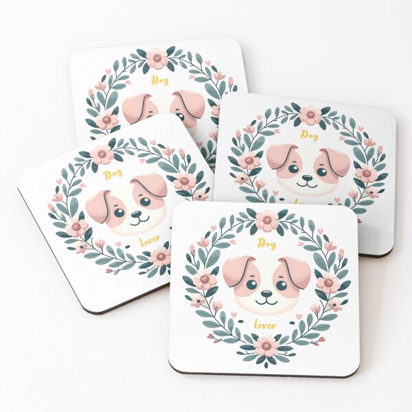 Item preview, Canine Charm Floral Wreath Illustration designed and sold by inkArtistryfine.