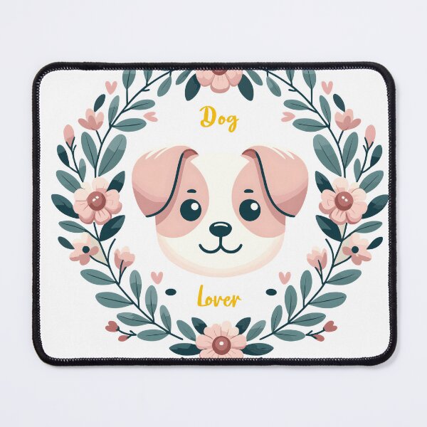 Item preview, Canine Charm Floral Wreath Illustration designed and sold by inkArtistryfine.