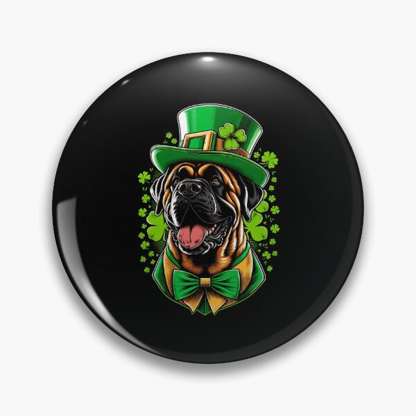 Artikelvorschau, Mastiff Hund St. Patrick's Day irischer Kobold Kleeblatt Kleeblatt entworfen und verkauft von JoelFox165.