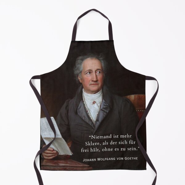 Item preview, Johann Wolfgang von Goethe portrait and quote: Niemand ist mehr Sklave, als der sich für frei hält, ohne es zu sein. designed and sold by artbleed.