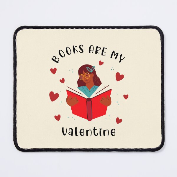 Item preview, Books Are My Valentine - Girl Reading a book with hearts designed and sold by HippoInkStudio.